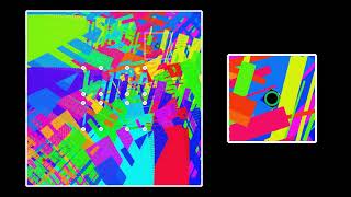 Avoiding a laser in a room of mirrors, with trails and a close-up on the target.