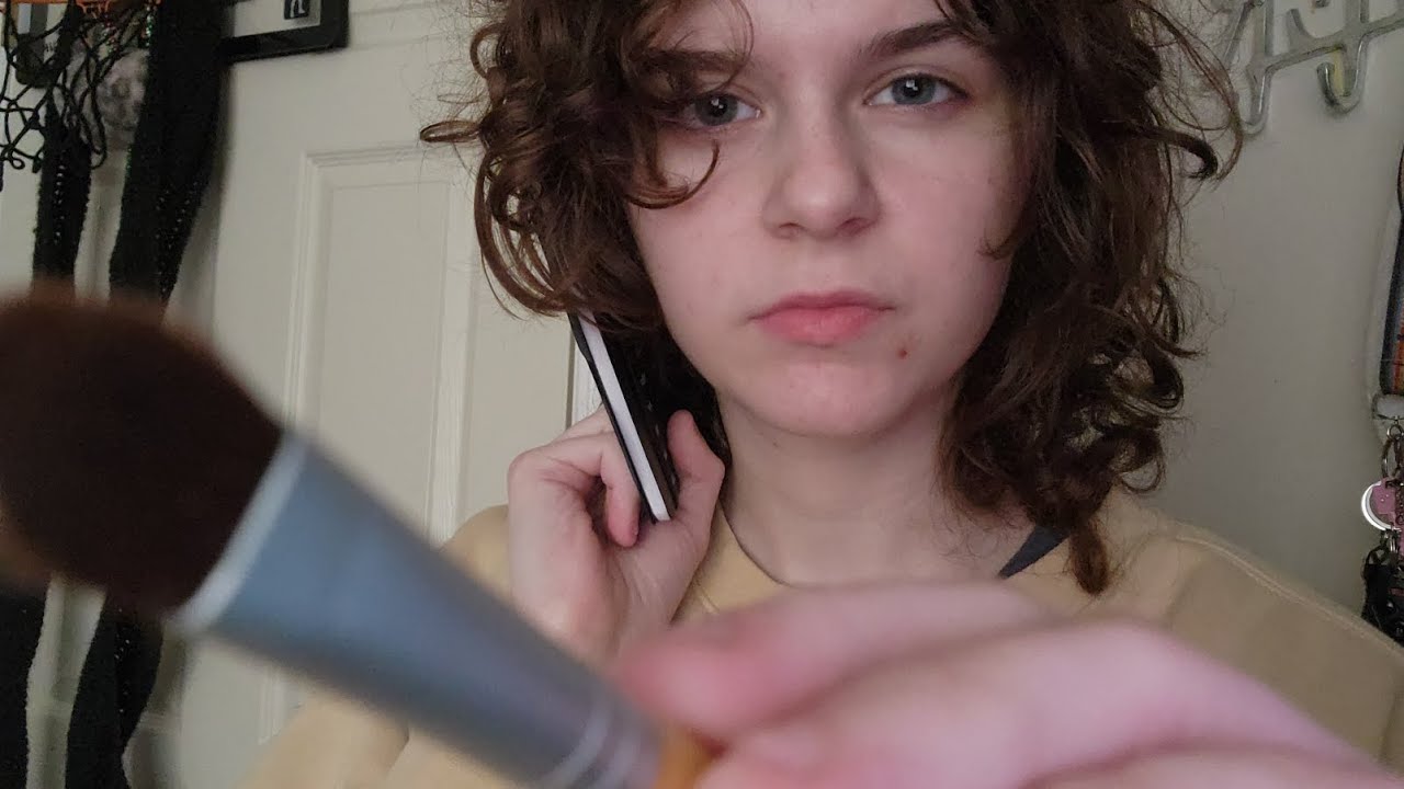 lofi asmr rude girl does your makeup while she's on the phone (soft spoken, personal attention)
