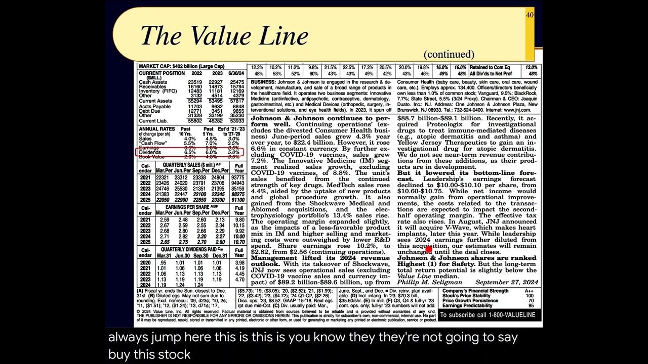 BUS123 Chapter 04 The Value Line A Sip from the Financial Firehose