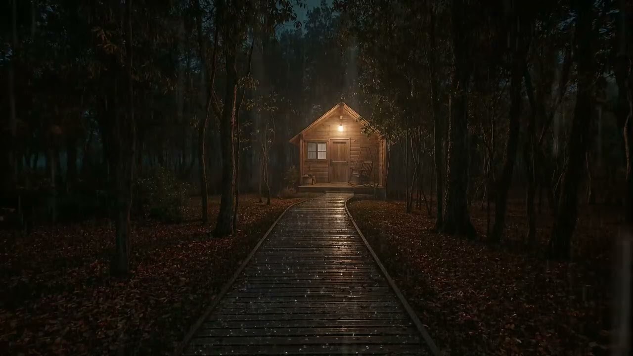 Rain Forest at Night | Soothing Rain Sounds, Rain on Leaves, A Cozy Cabin & Soft Thunder for Sleep 