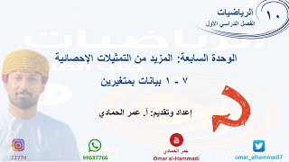 7 - 1 درس بيانات بمتغرين  - الرياضيات ( الصف العاشر) أ.عمر الحمادي