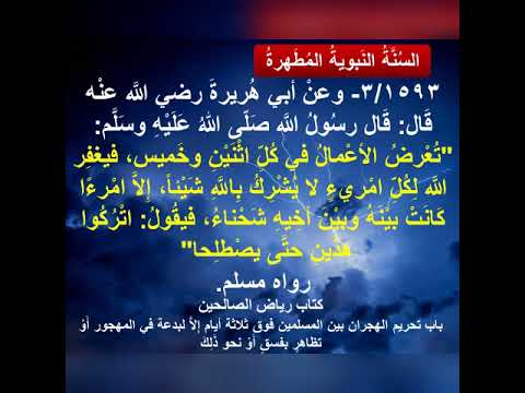 تعرض الأعمال في كل يوم اثنين وخميس فيغفر الله لكل من لا يشرك به شيئا إلا