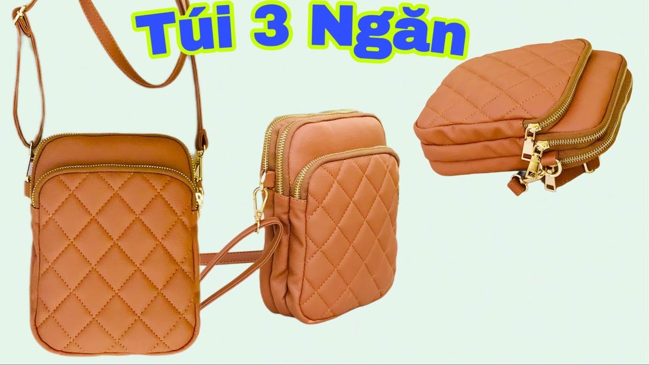 túi đeo chéo có 3 ngăn dây kéo rất đẹp - hướng dẫn cách may ( bài 51 )