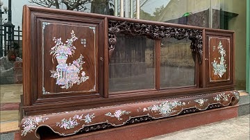 Tủ chè khảm ốc đỏ lửa vàng chanh hàng đại 1,92 m #truongky #tudep #tuchedep #phongthuy #tuche 