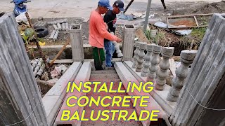 Installing a Concrete Balustrade No need Form in Stairs / Magkabit ng Sementong Baluster sa hagdanan