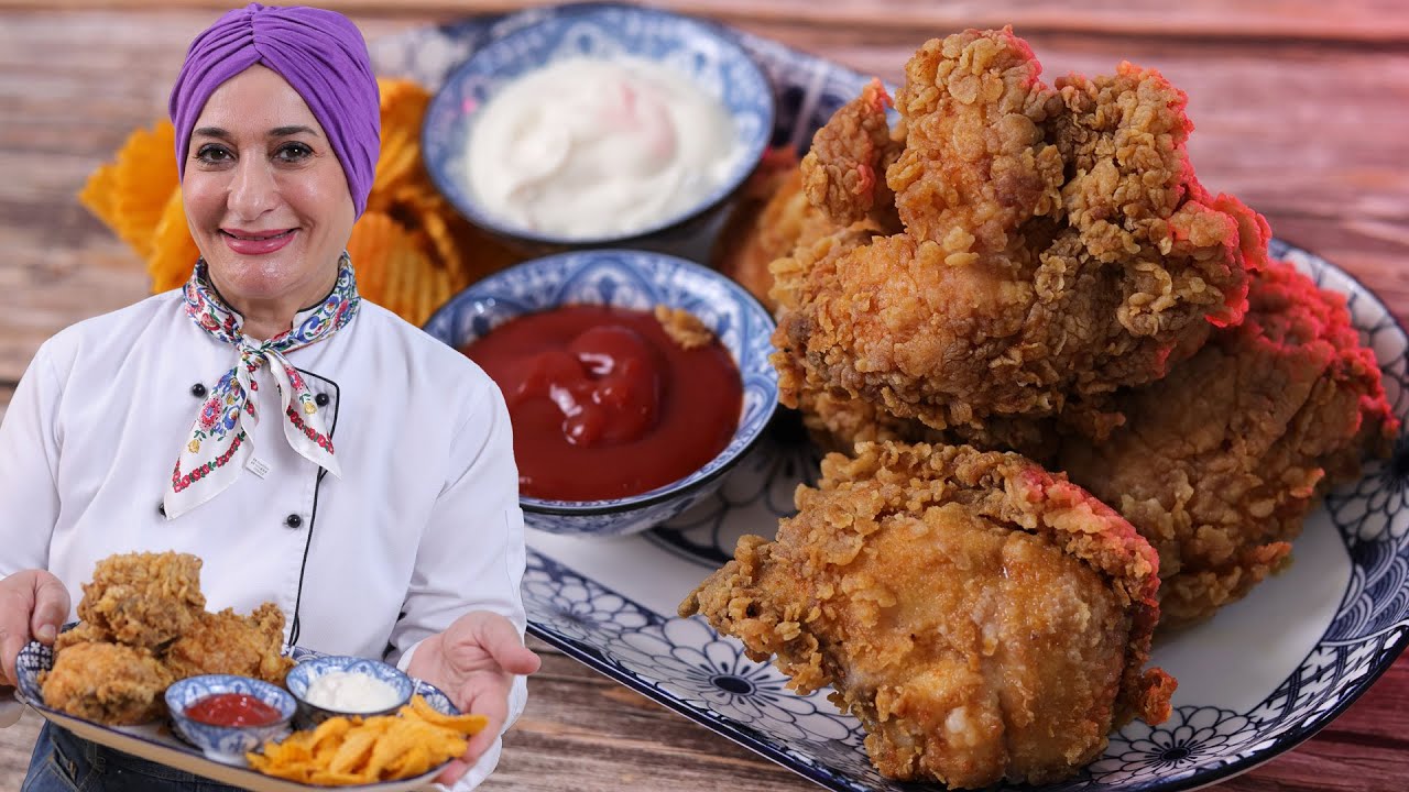 الدجاج المقرمش بالخلطة السريه المميزه واللذيذه على طريقة المطاعم | منال العالم