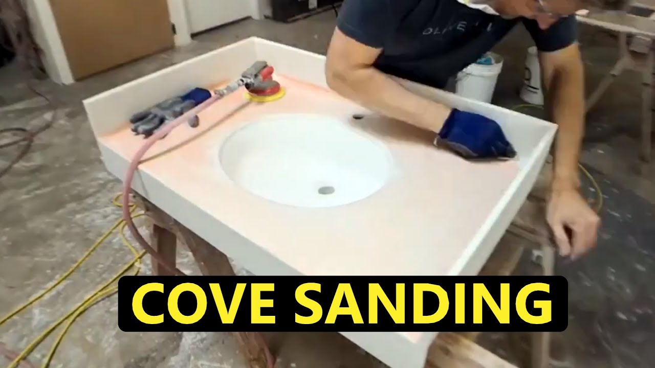 Solid Surface Cove Backsplash Sanding Process Youtube