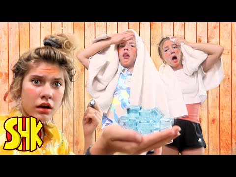 Sauna Challenge Calamity! SuperHeroKids Funny Family Videos Compilation