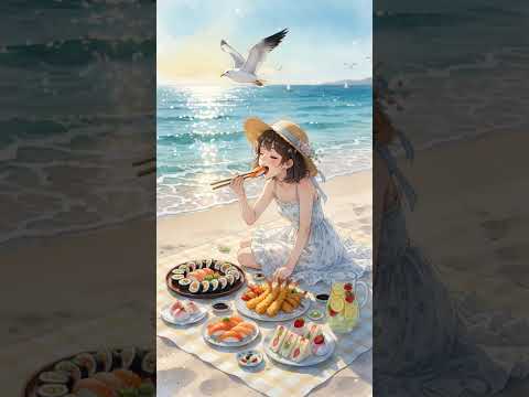 Serene Seaside Sushi: Tropical Ocean View Aesthetic ASMR #shorts #anime #animation