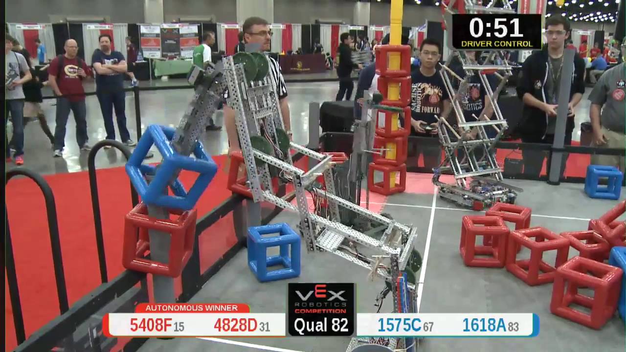 2015 VRC Tech Q82 - 5408F 4828D vs 1575C 1618A - 75 to 40 - VEX Worlds 2015 - Technology Division