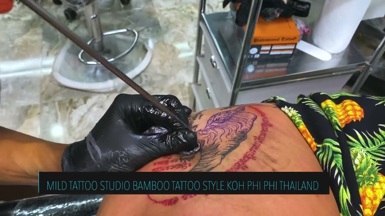 Sakyant tattoo bamboo tattoo Thailand at mild tattoo studio  Bamboo tattoo  Tattoo studio Sak yant tattoo