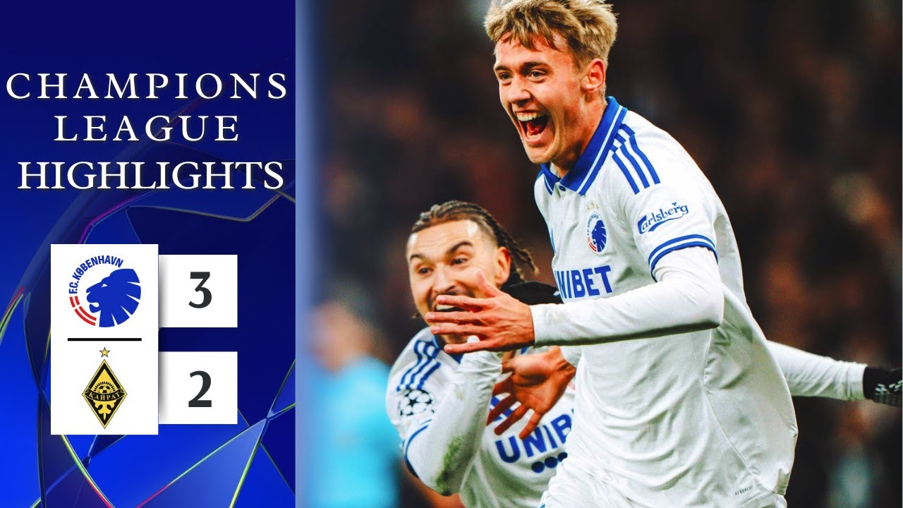 ФК Копенгаген - Кайрат Алматы | 3-2 | Основные моменты | Лига чемпионов 2025–26 | Копенгаген Кайрат