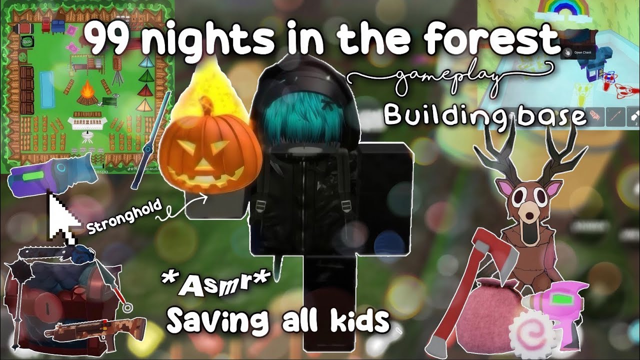 99 nights in the forest 🌲🪵🍃🐻 🦌|gameplay|stronghold 3x|Saving all kids|ruby chest| #asmr| relaxing 