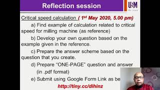 1.6 Reflection session (Critical speed calculation)