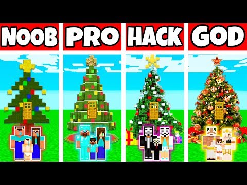 minecraft:-family-christmas-tree-house-build-challenge---noob-vs-pro-vs-hacker-vs-god-in-minecraft