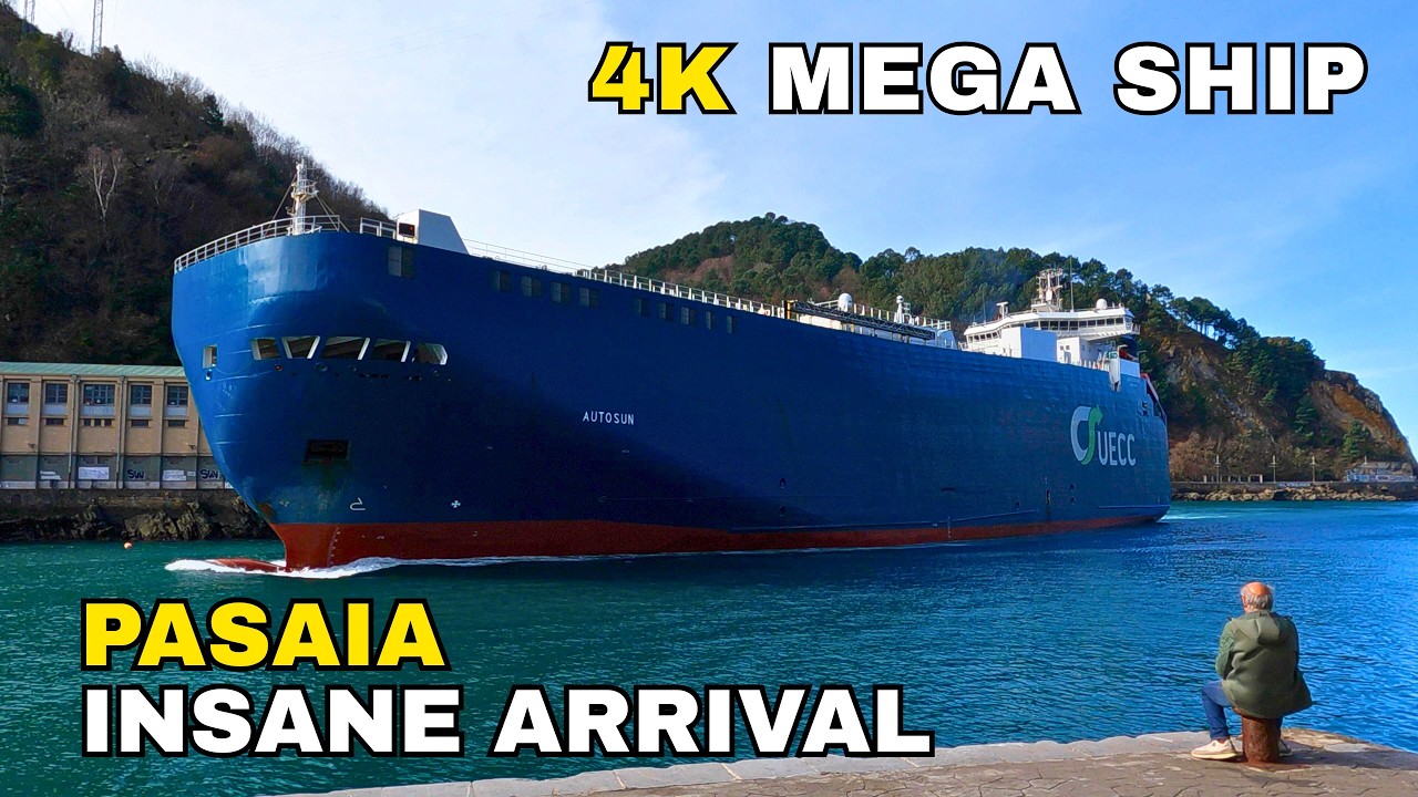 4K GIANT SHIP ARRIVAL IN NARROW HARBOR! PASAIA PORT, BASQUE COUNTRY, SPAIN 2026 🇪🇸