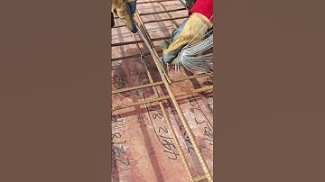 Demonstration of tying rebar mesh for floor slabs