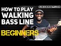 How to Play A Walking Bass Line Lesson | Bass Guitar for Beginners | 2-5-1 progression