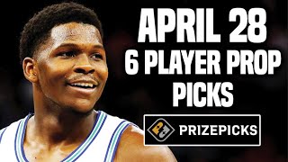 NBA PRIZEPICKS TODAY | 6 BEST PROP PICKS | SUNDAY | 4\/28\/2024 | BEST PROPS | NBA BETTING |