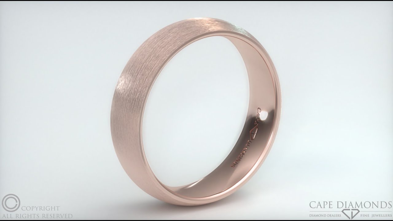 519. Best DShaped Brushed Comfort Fit Rose Gold 6mm Wide Men's Wedding