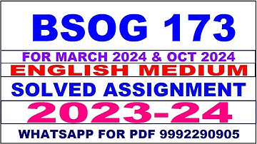 bsog 173 solved assignment 2023-24 | bsog 173 solved assignment in english 2024 | bsog 173 2024