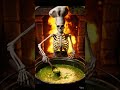 💀🍲 Skeleton Chef just cooked the DEADLIEST meal ever… Would you try it? 👀🔥 #SkeletonChef #Spooky