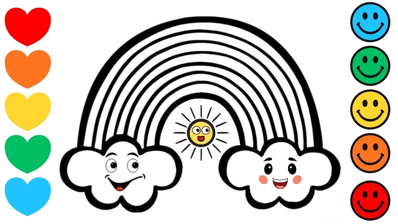 How to Draw a Rainbow with Happy Sun 🌈❤️☀️⛅️| Rainbow Drawing Easy | Step by Step Art Tutorial