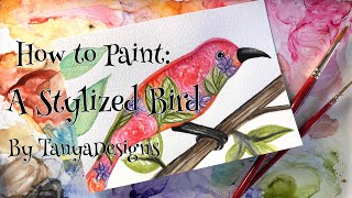 watercolor whimsical tutorial paint bird
