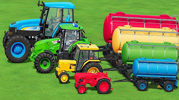 Mini and BIG Tractors vs Extreme Hard Muddy Parkour! WHO WILL FINISH FIRST? FS 22