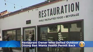 Long Beach Restaurant Owner Who Defied Outdoor Dining Ban Wants Health Permit Returned