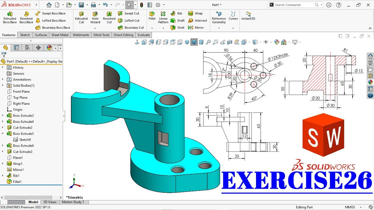 Solidworks Exercise Tutorial | Exercise26 IN HINDI - YouTube