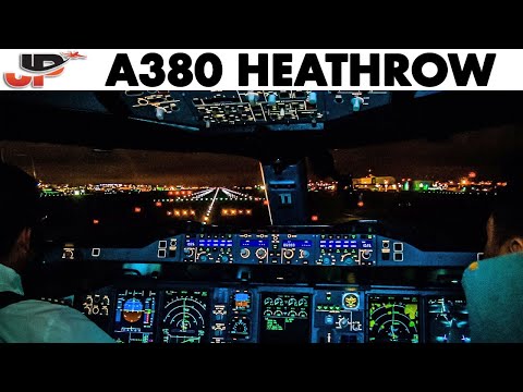 Airbus A380 Night Takeoff From London Heathrow