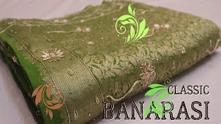 ARNG-4053 "The Kelly Green" Premium Banarasi Chiffon Saree Zardozi Work on Pure Banarasi Chiffon