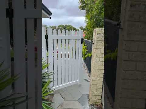 Custom made PVC traditional picket style gate.
