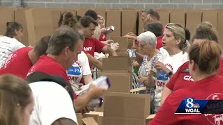 Volunteers in York County pack food boxes for residents in need