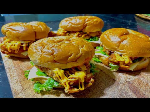 Resepi Burger Ayam Ala Zinger Burger Versi Sendiri / Fried 