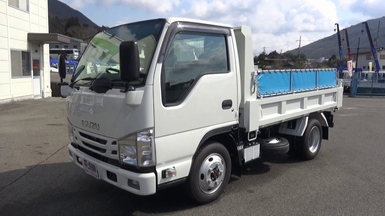 平成28年式 いすゞ エルフ 土砂ダンプ 4WD 外装と外装のアップ、下回り 