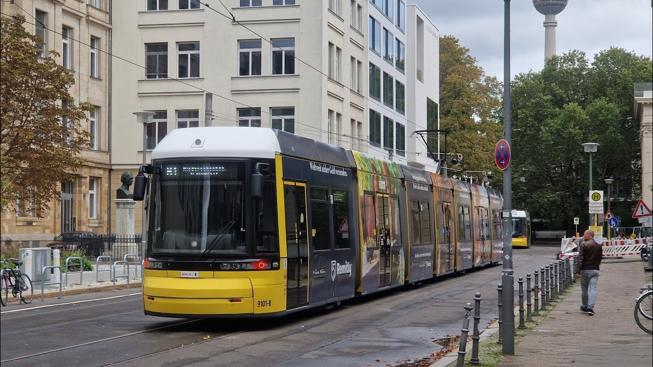 Straßenbahn Berlin | Mitfahrt in der M1 von Am Kupfergraben bis Guyotstraße im F8Z 9101-B