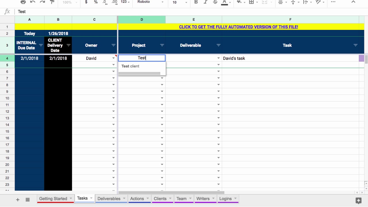 Google Sheets Project Management Template Youtube