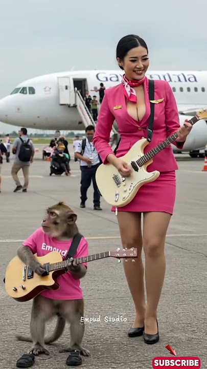 Viral Monyet Main Gitar di Bandara Russia #empudstudiogrup #empudstudio #shorts