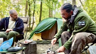 Building a Woodland Bivvy Tarp Shelter | My First Time Camping (with a YouTube Pro 😁)