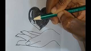 Step By Step Tutorial  - How To Draw A Heart In A Hand