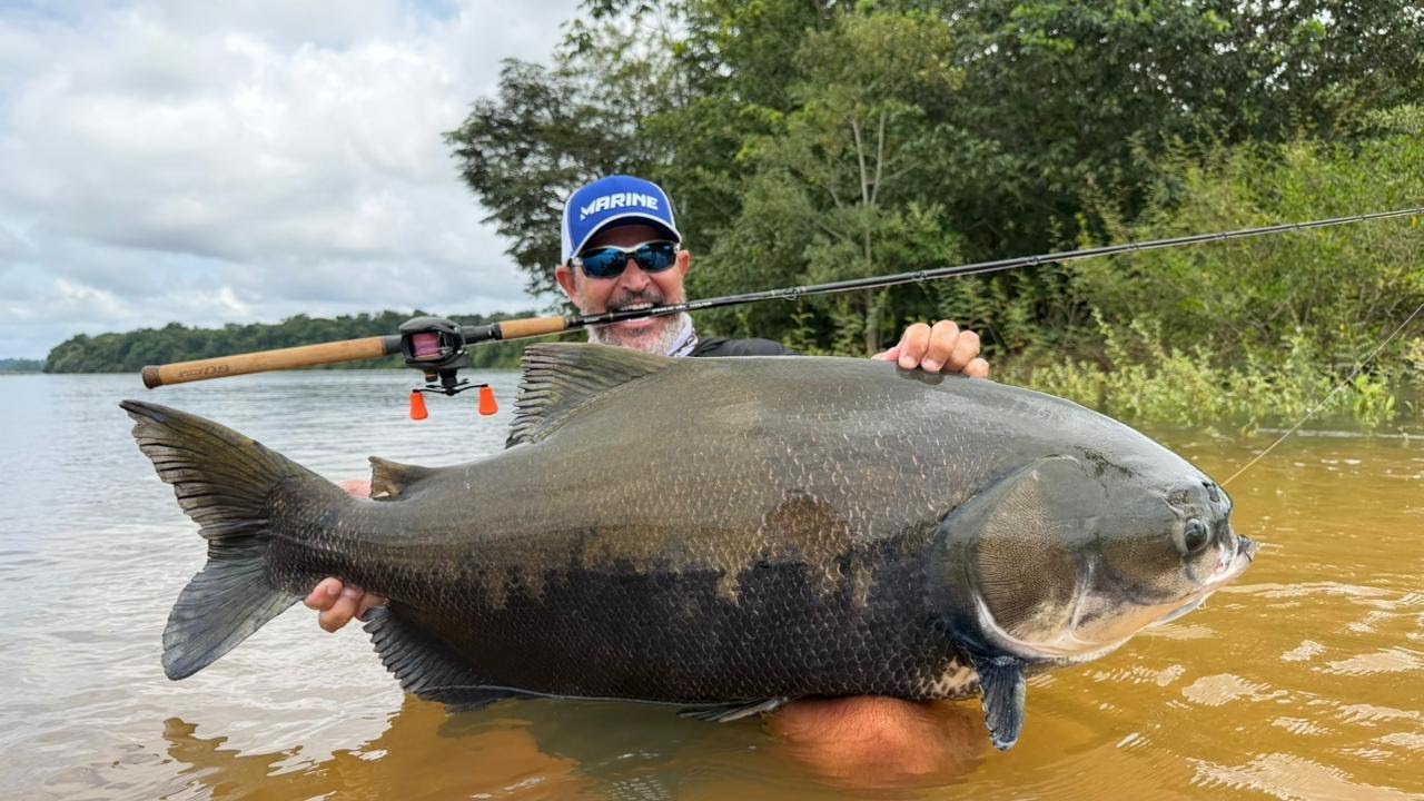 Coloquei UM SACO NO RIO E peguei um TAMBAQUI GIGANTE, pescaria