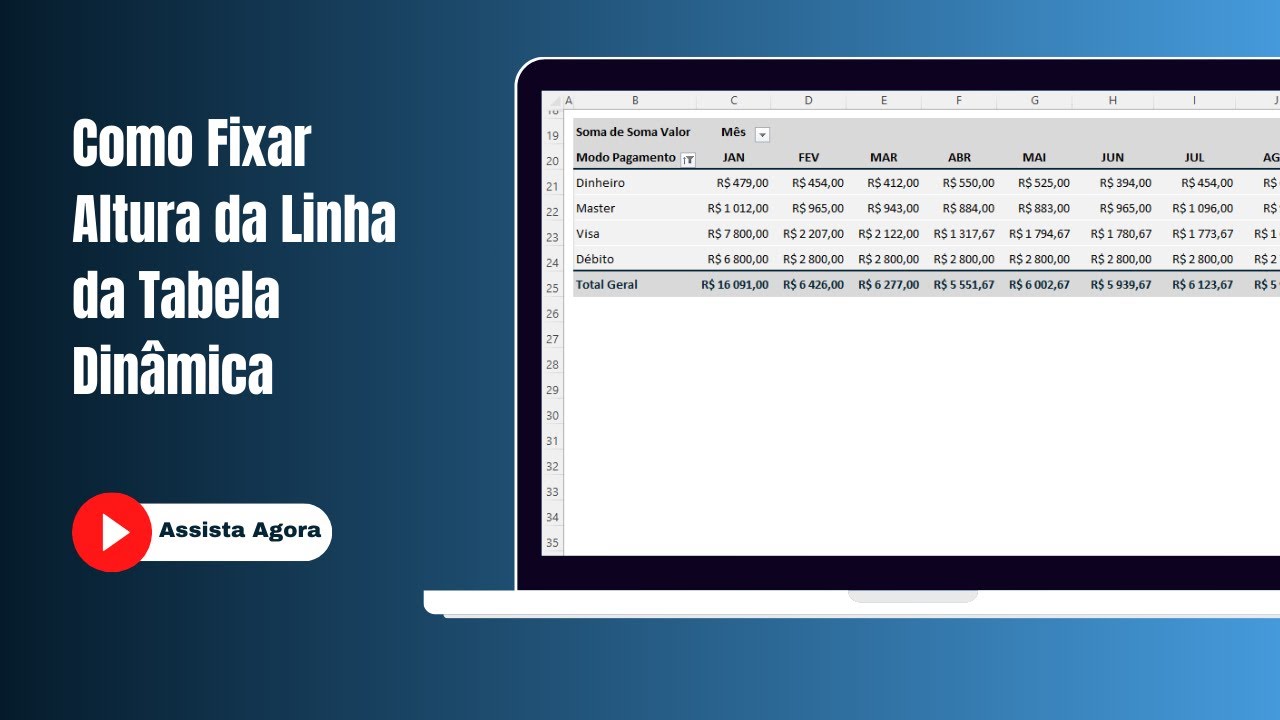 [Excel] Como Fixar a Altura da Linha da Tabela Dinâmica - YouTube
