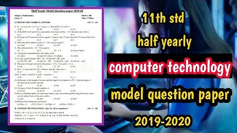 11th std computer technology half yearly exam model question paper