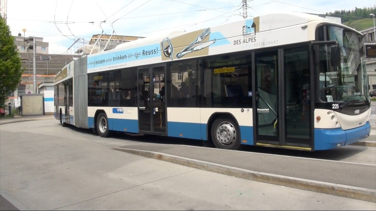 Mitfahrt VBL Trolleybus Linie 5 Kriens Busschleife-Emmenbrücke Bahnhof Süd Hess Swisstrolley 3 #225