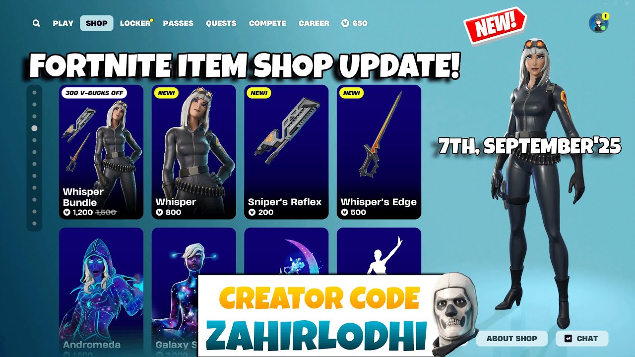 *NEW* WHISPER BUNDLE! Fortnite Item Shop [7th September, 2025] (CH6 S4)