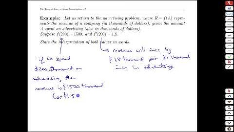 Topic 4-10 The Tangent Line or Local Linearization
