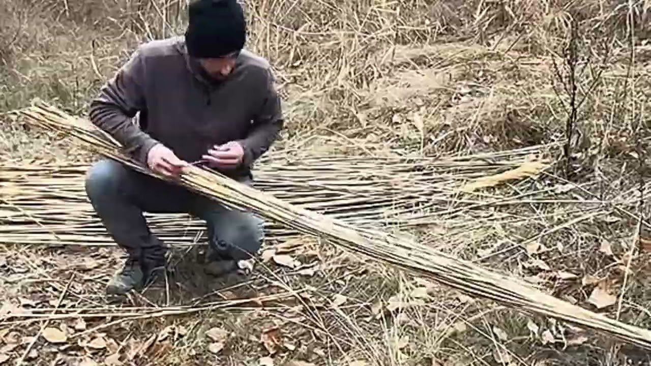 Building a secret and warm shelter  in the shape of cave 