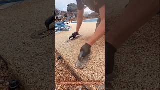 Amazing Exposed Aggregate Concrete Pool Deck Finishing Process | Satisfying Construction Work